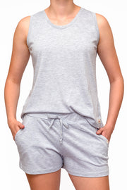 Ladies Summer Vest Pajama Set - Grey